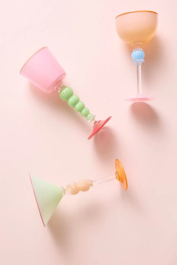 colorful pastel cocktail glasses by little tomato glass