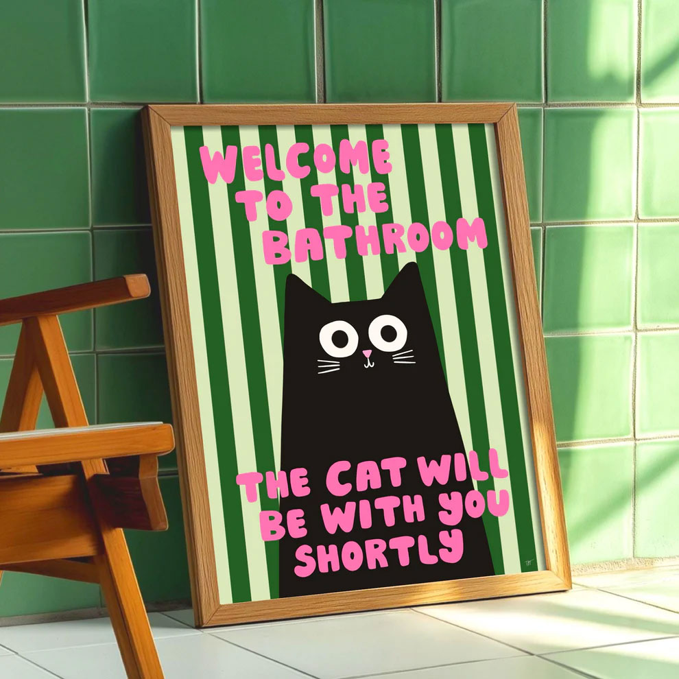 Cat mom bathroom art print by The Paper Tail