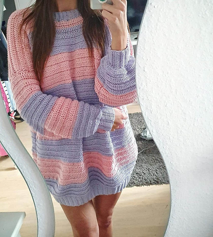 pastel crochet chunky sweater by @phi.nina_/