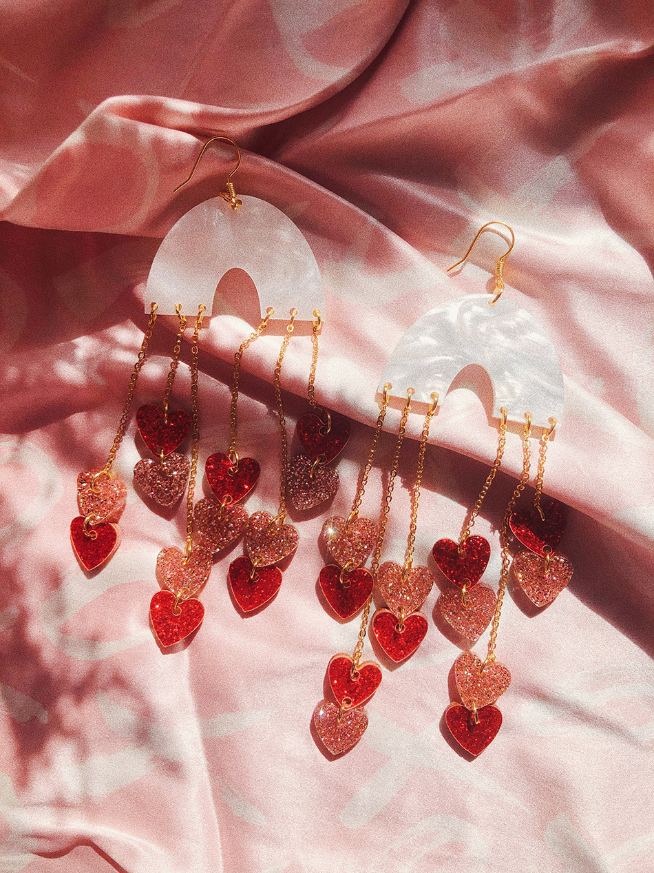 raining hearts earrings