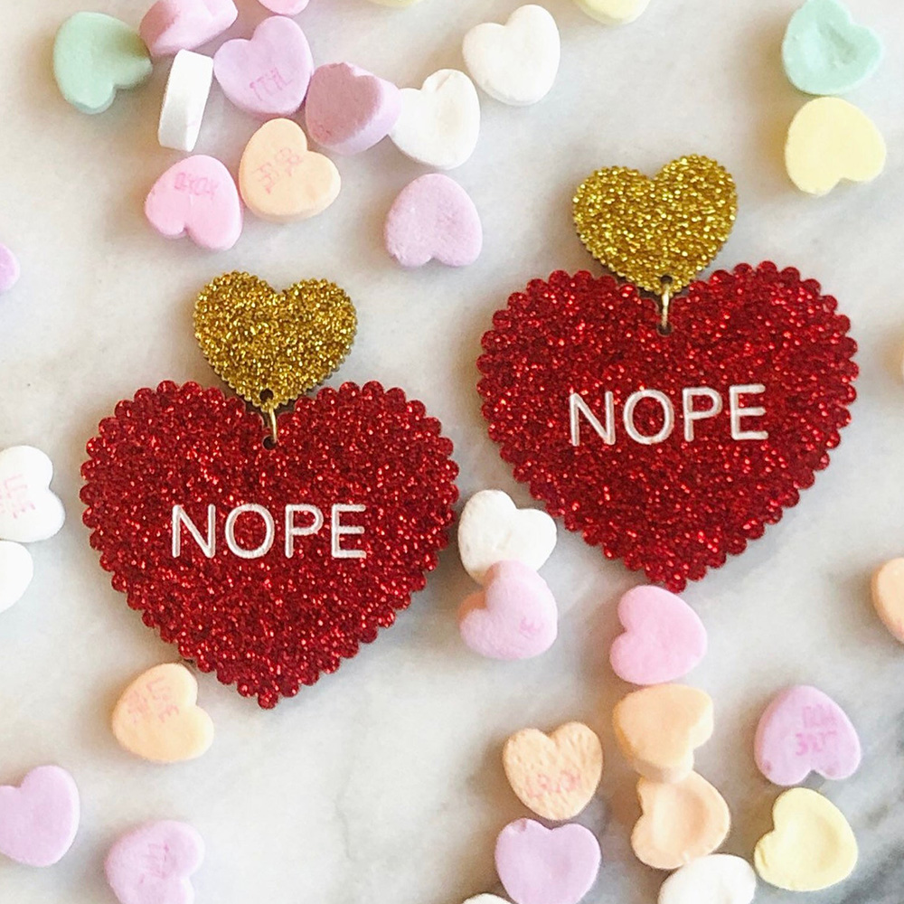 NOPE Laser Cut Heart Earrings by plendorandStone - valentine's day