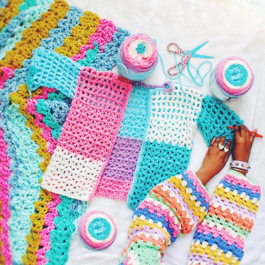 colorful crochet sweaters by @thedreamcrochet