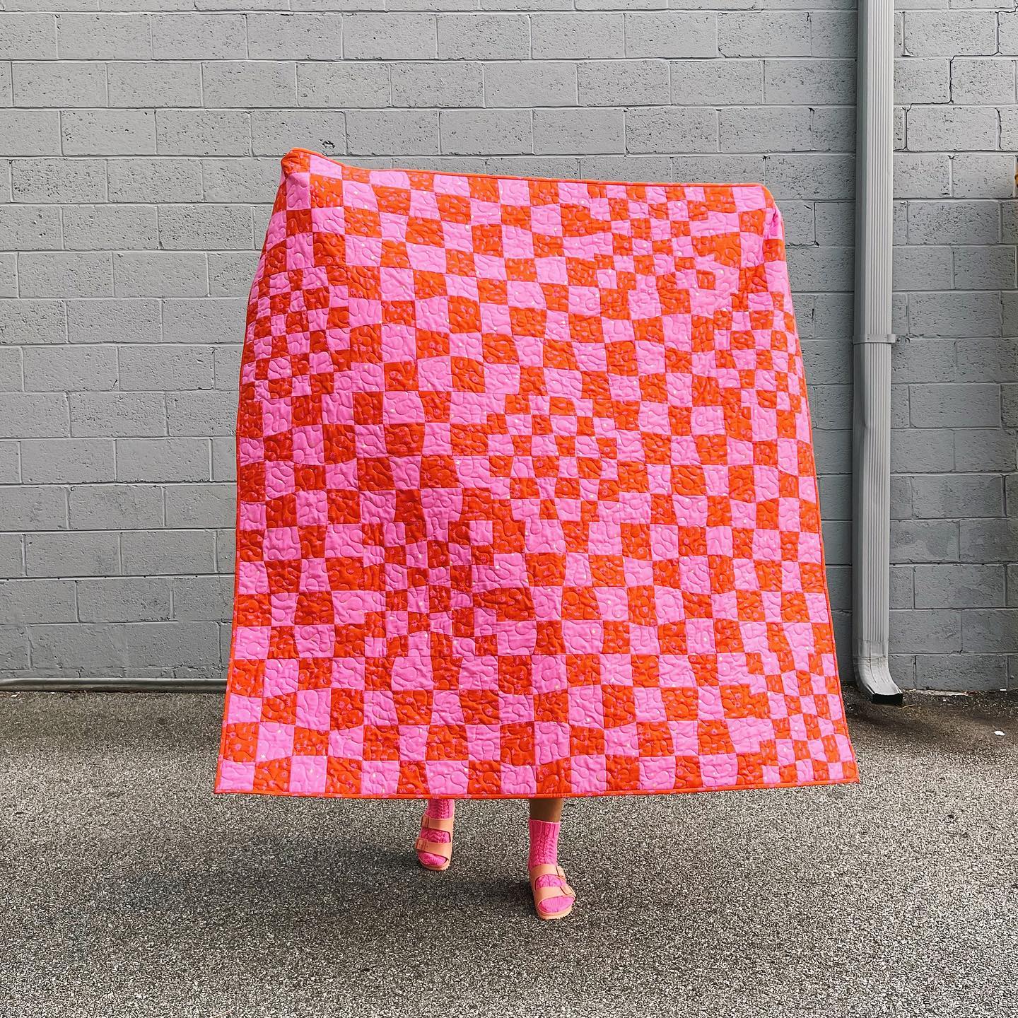 pink and red modern quilt