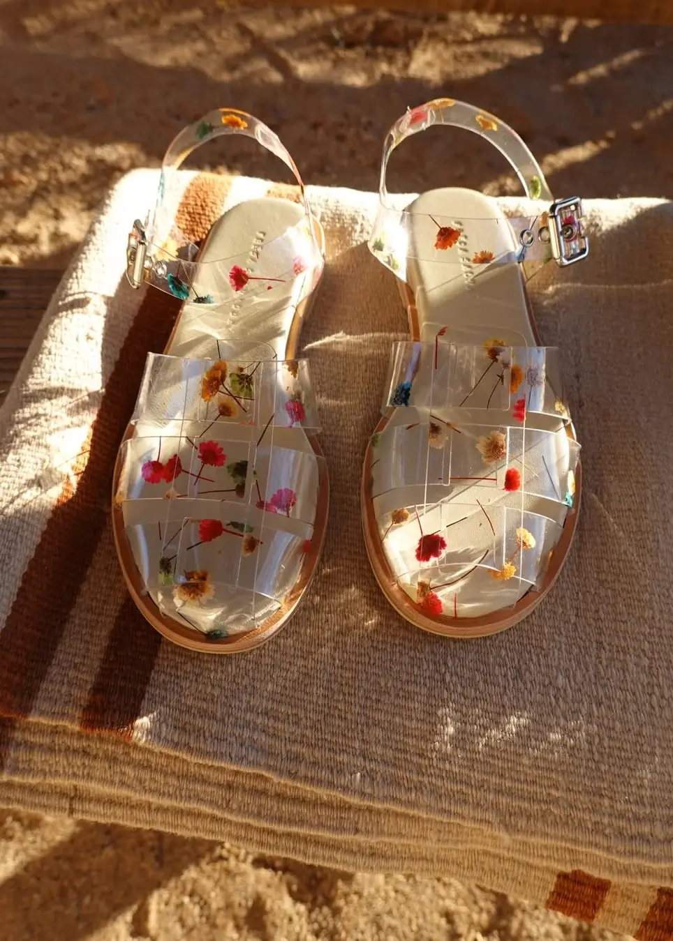 Sera Fisherman pressed floral jelly sandals