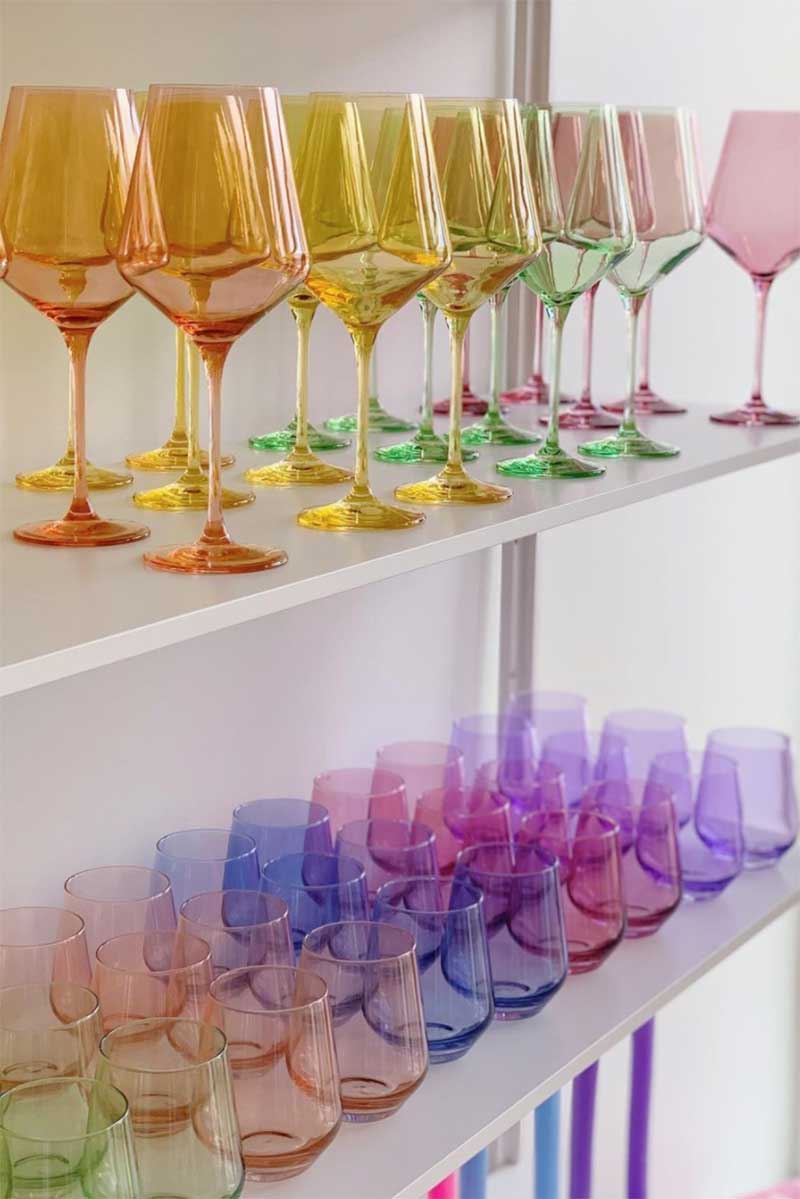 colorful wine glasses from estelle colored glass