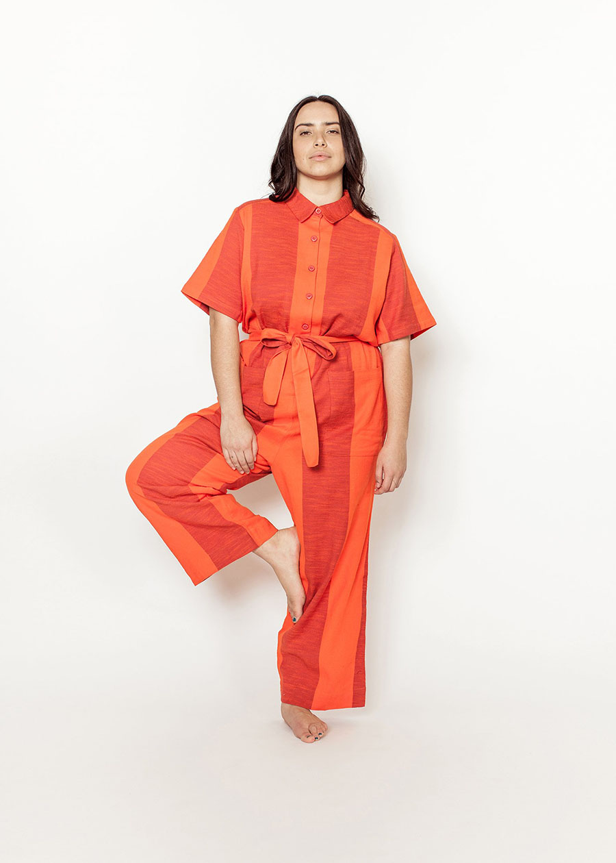 ernie jumpsuit - orange stripes for spring