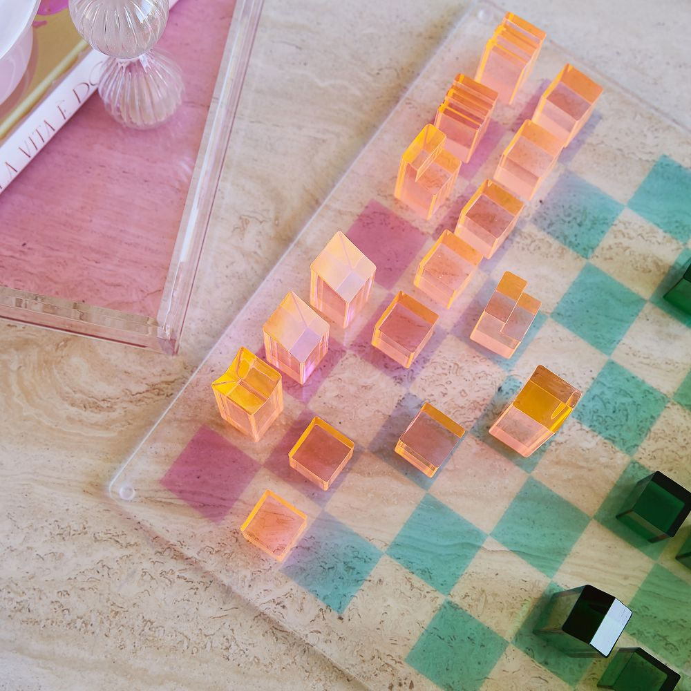 pastel chess checker board games