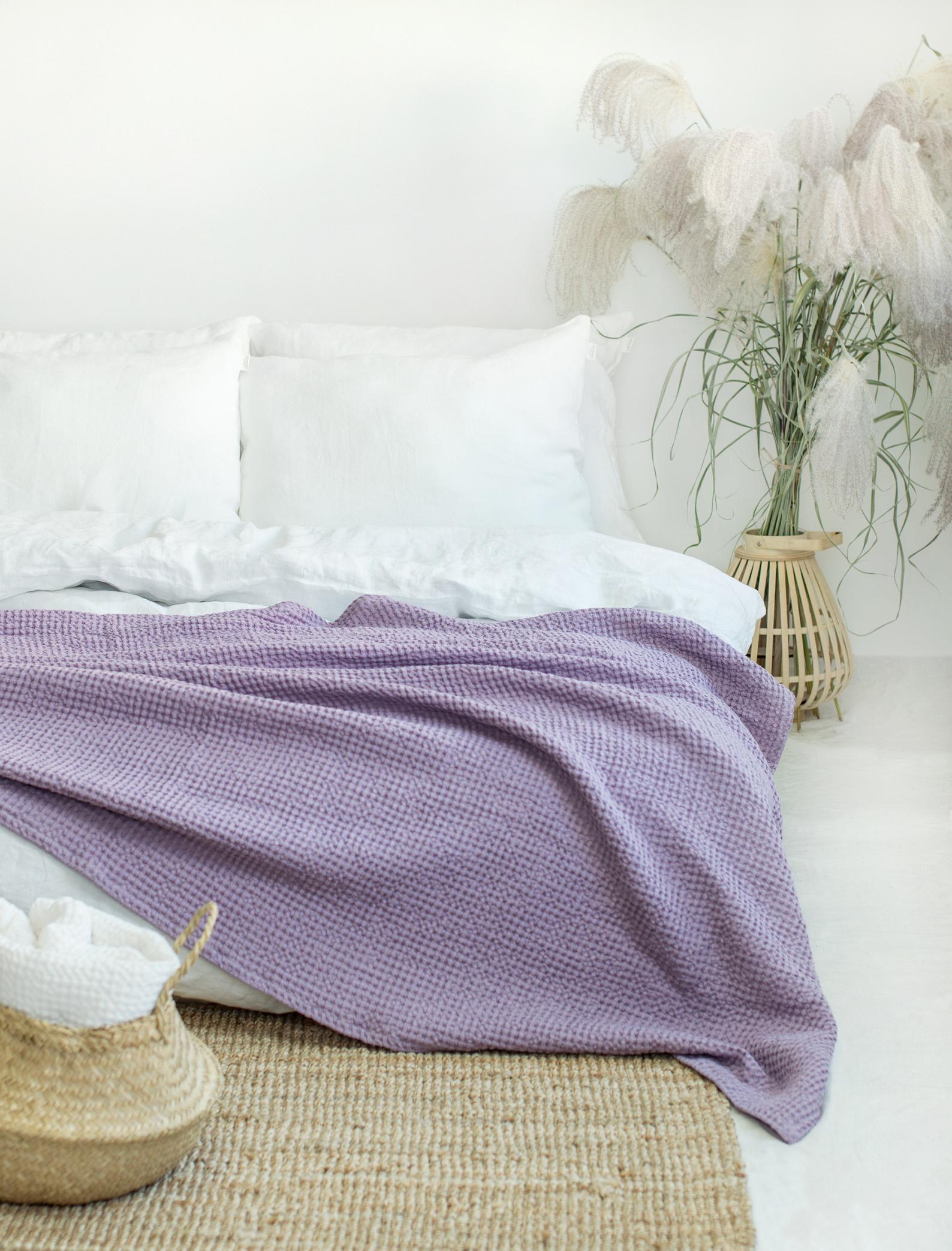 linen waffle blanket - linen decor