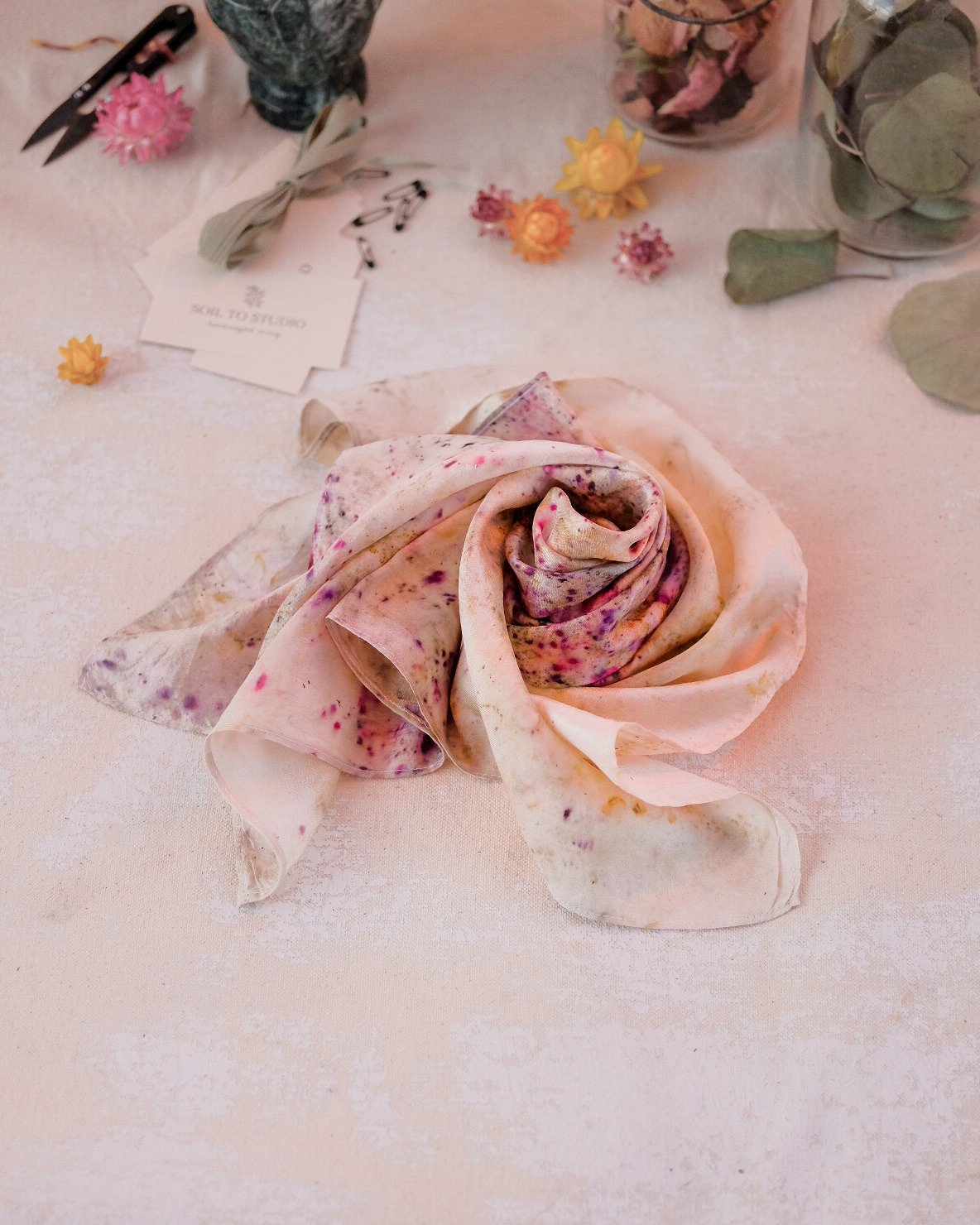 Botanically dyed scarves by Soil to Studio