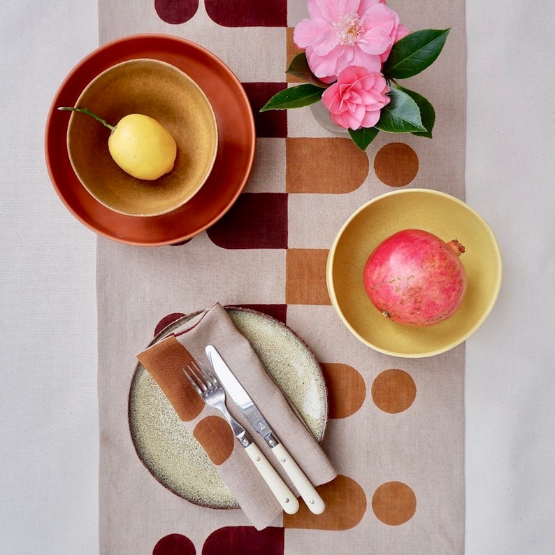 Linen Block Printed Table Runner