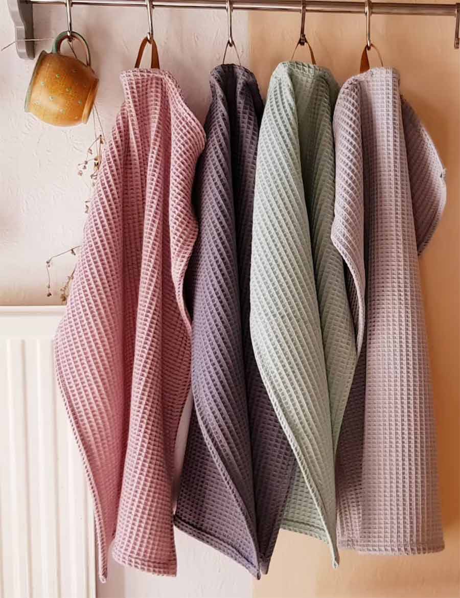 Waffle Linen Tea Towels by mirumdesigns