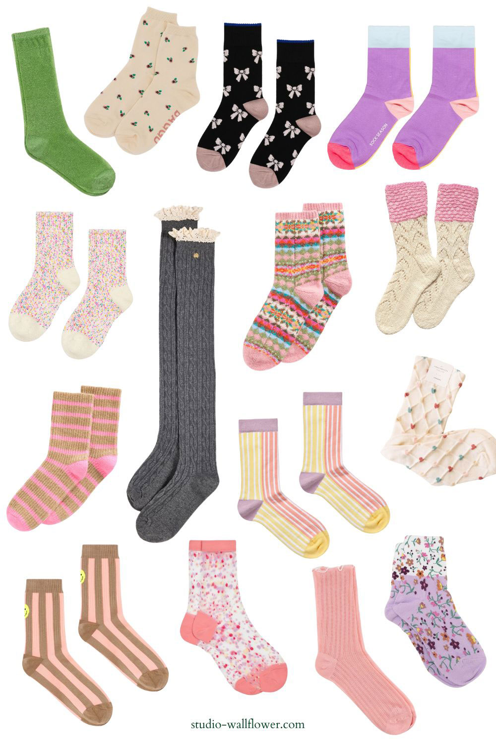 collage of colorful socks