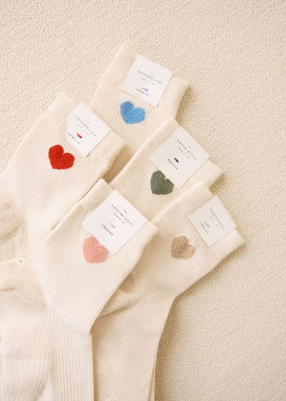 Cute Sezane socks with colored hearts