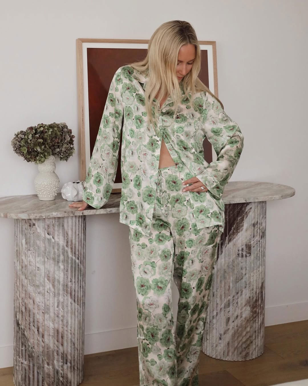 printed silk luxury pajamas by papinelle