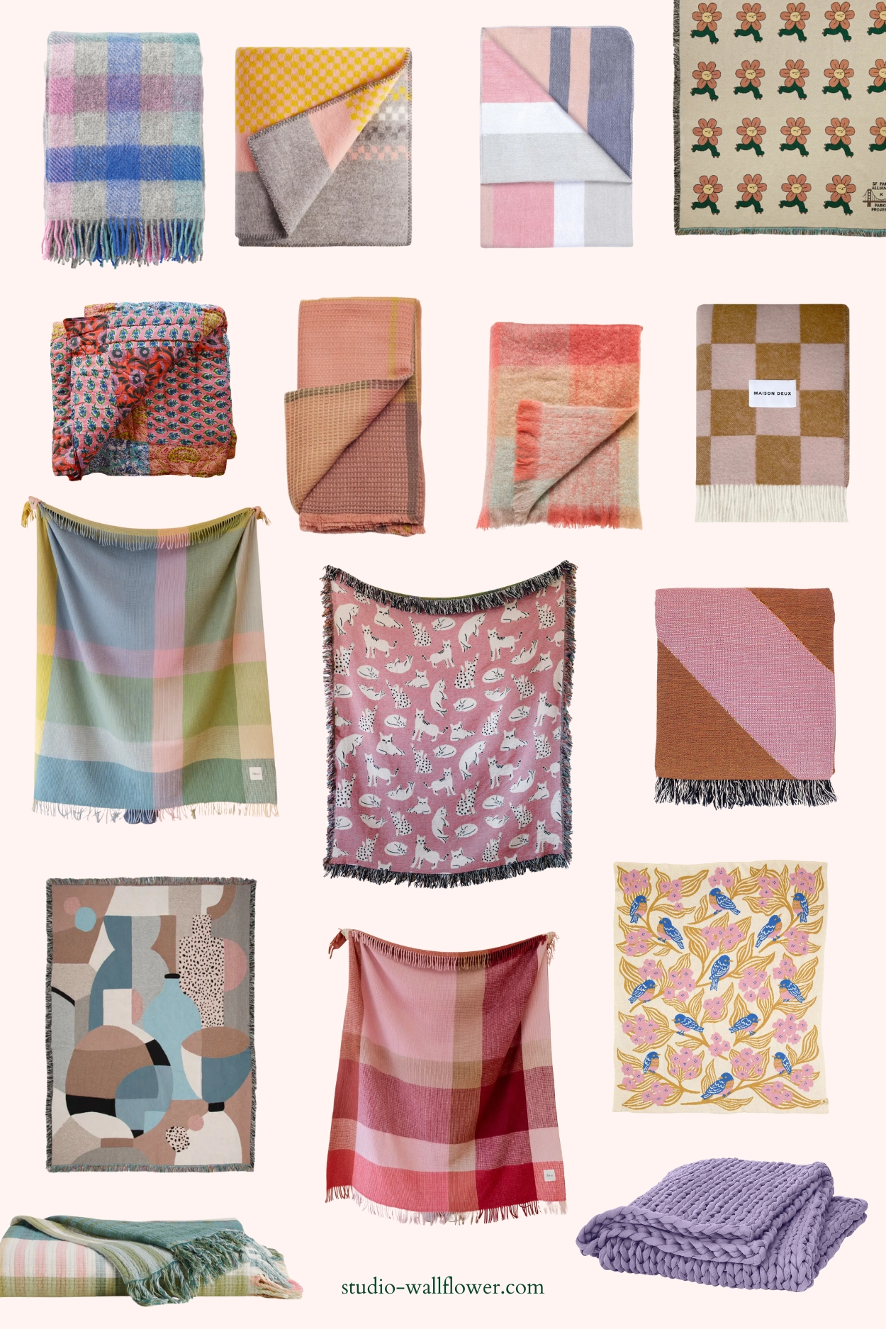 colorful & pastel throw blankets