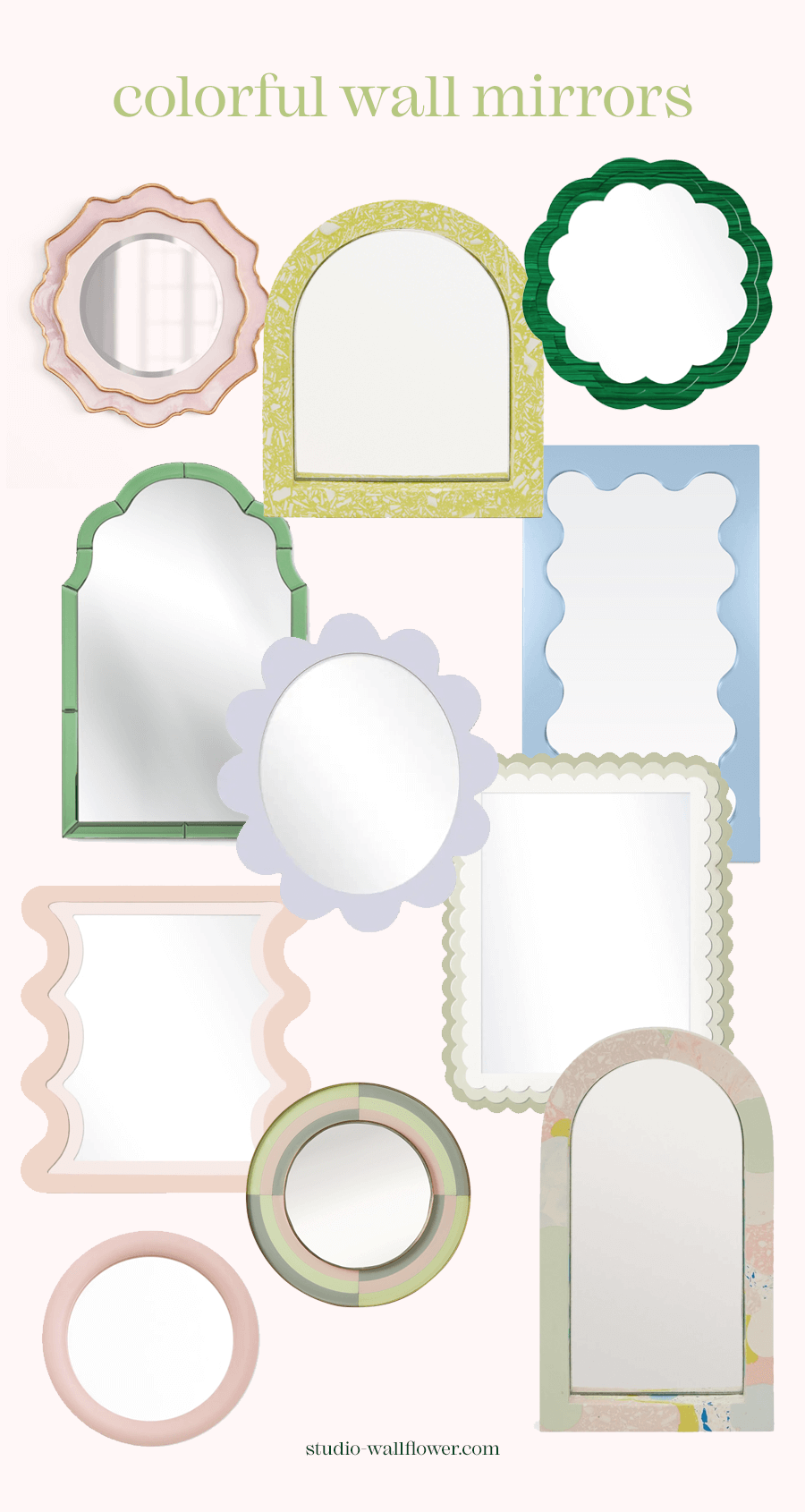 colorful pastel wall mirrors