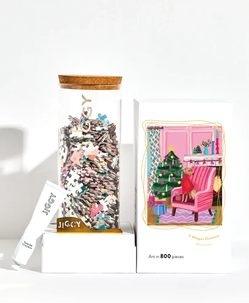 a whippet christmas puzzle by millie putland for jiggy