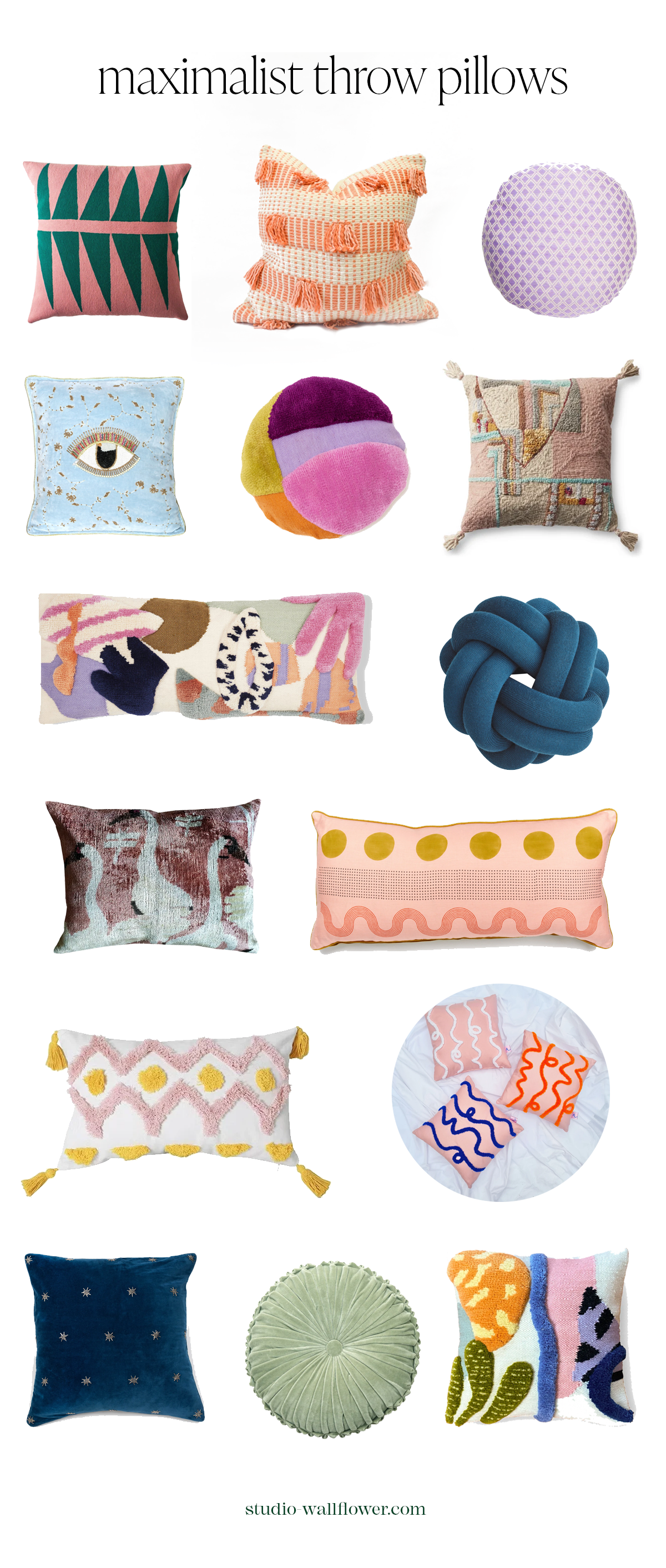 eclectic maximalist throw pillows