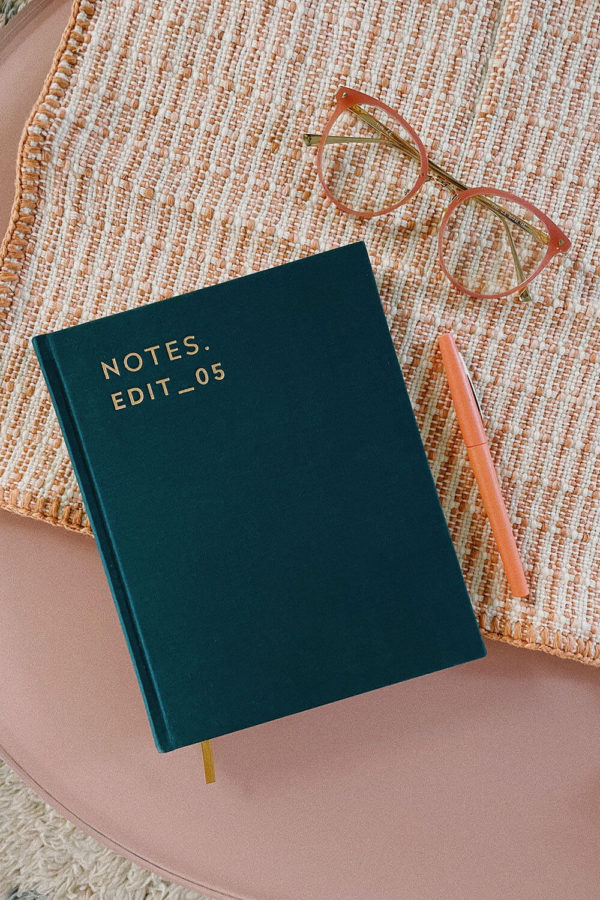 photo of green linen notebook | journaling for anxiety | wallflower