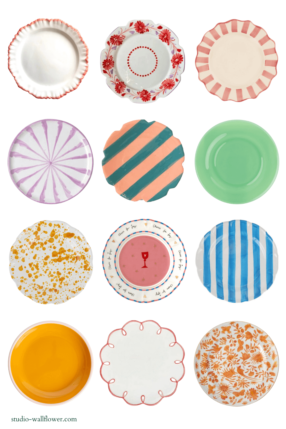 colorful dinner plates collage from wallflower