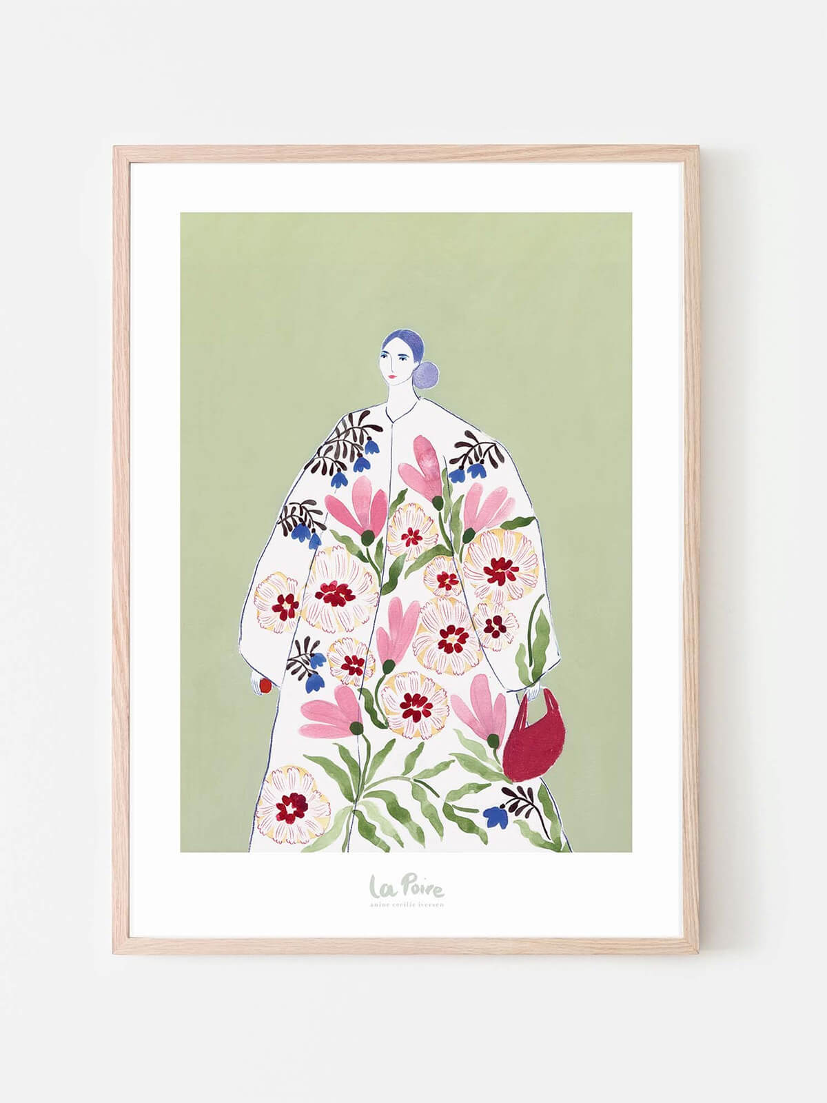 lady with flower coat art print by la poire