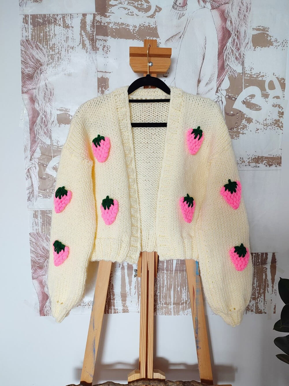 crochet knitted strawberry cardigan