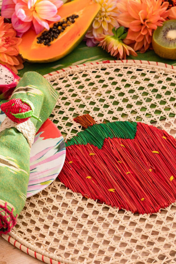 woven strawberry placemat