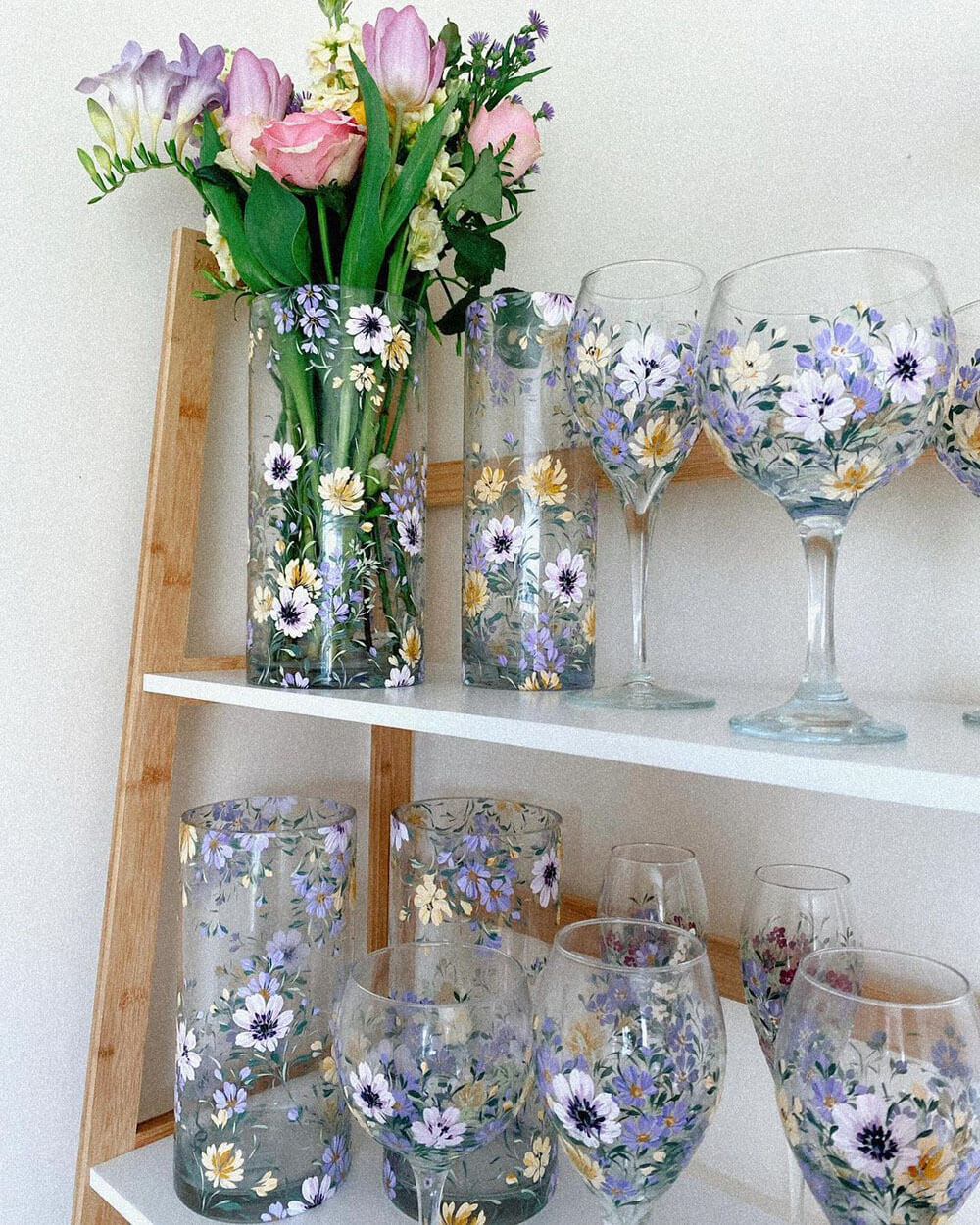 floral glassware by lucy siviter
