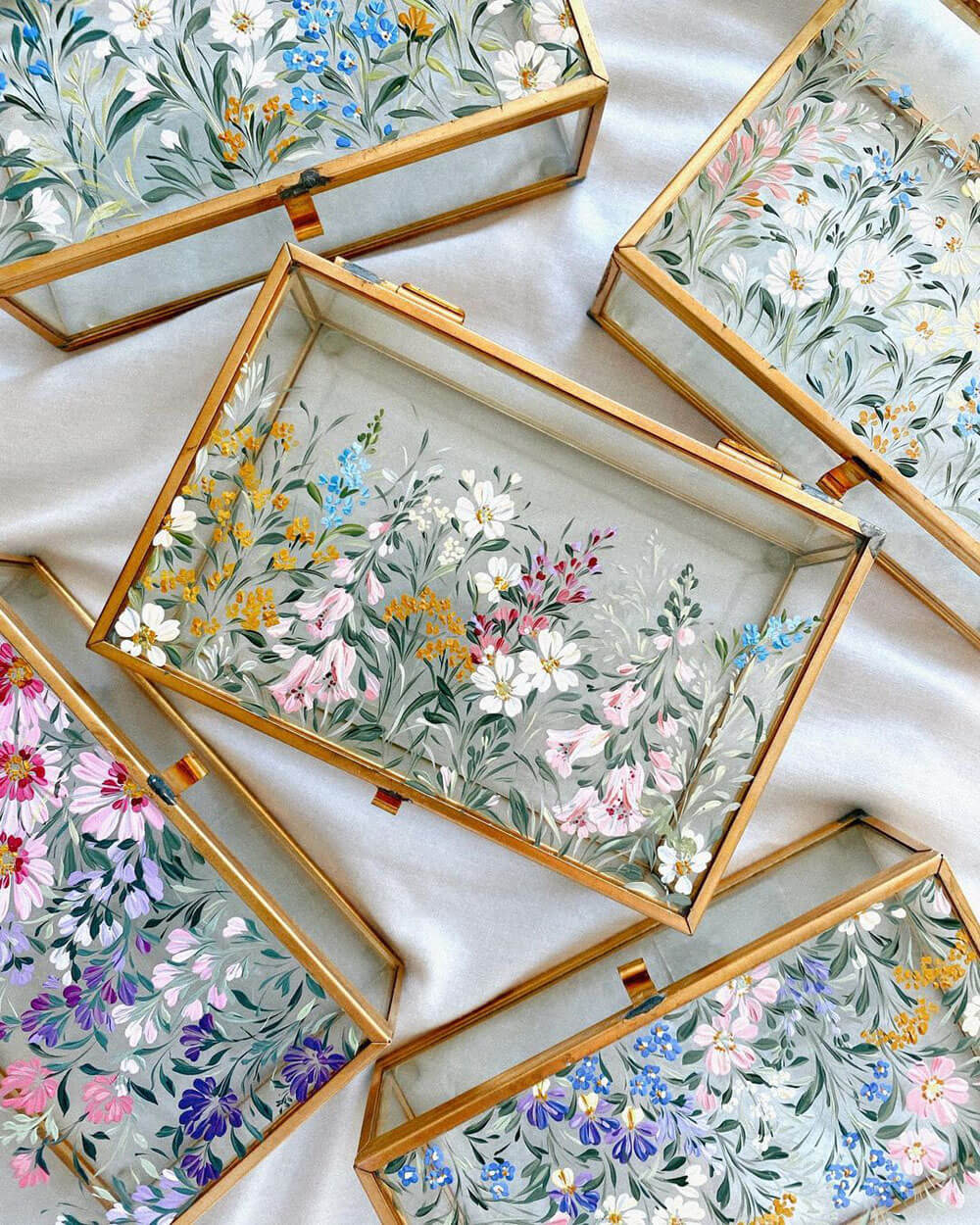 gorgeous floral painted jewelry boxes by lucy siviter