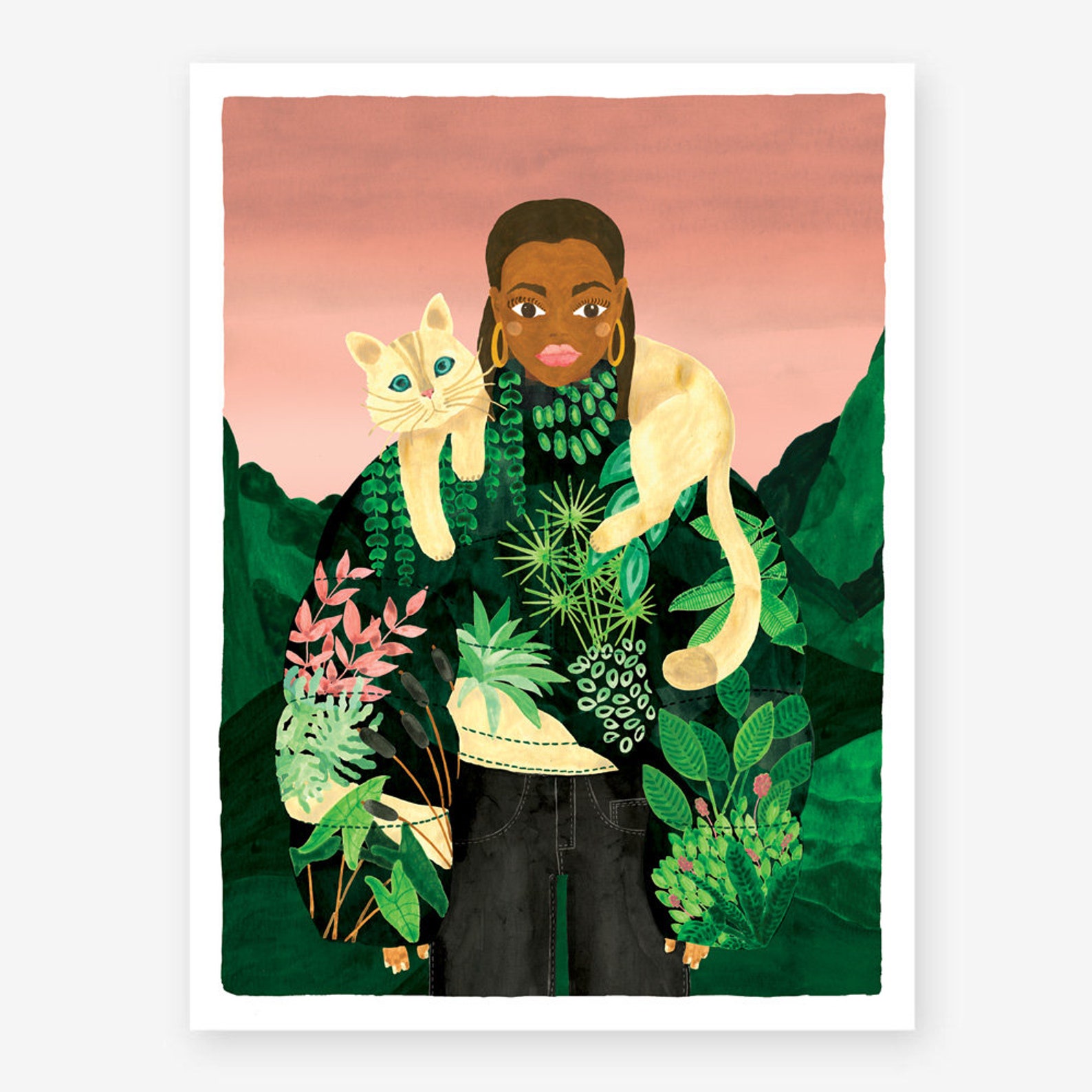 "Cat Scarf" art print by Claire Lena of allthewaystosay. 