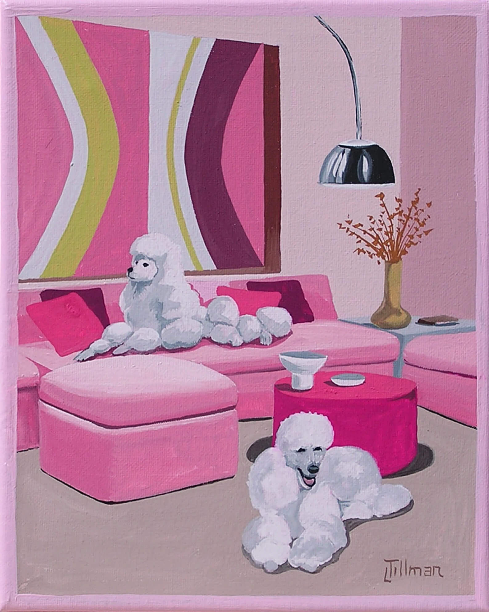 mid century modern poodle painting