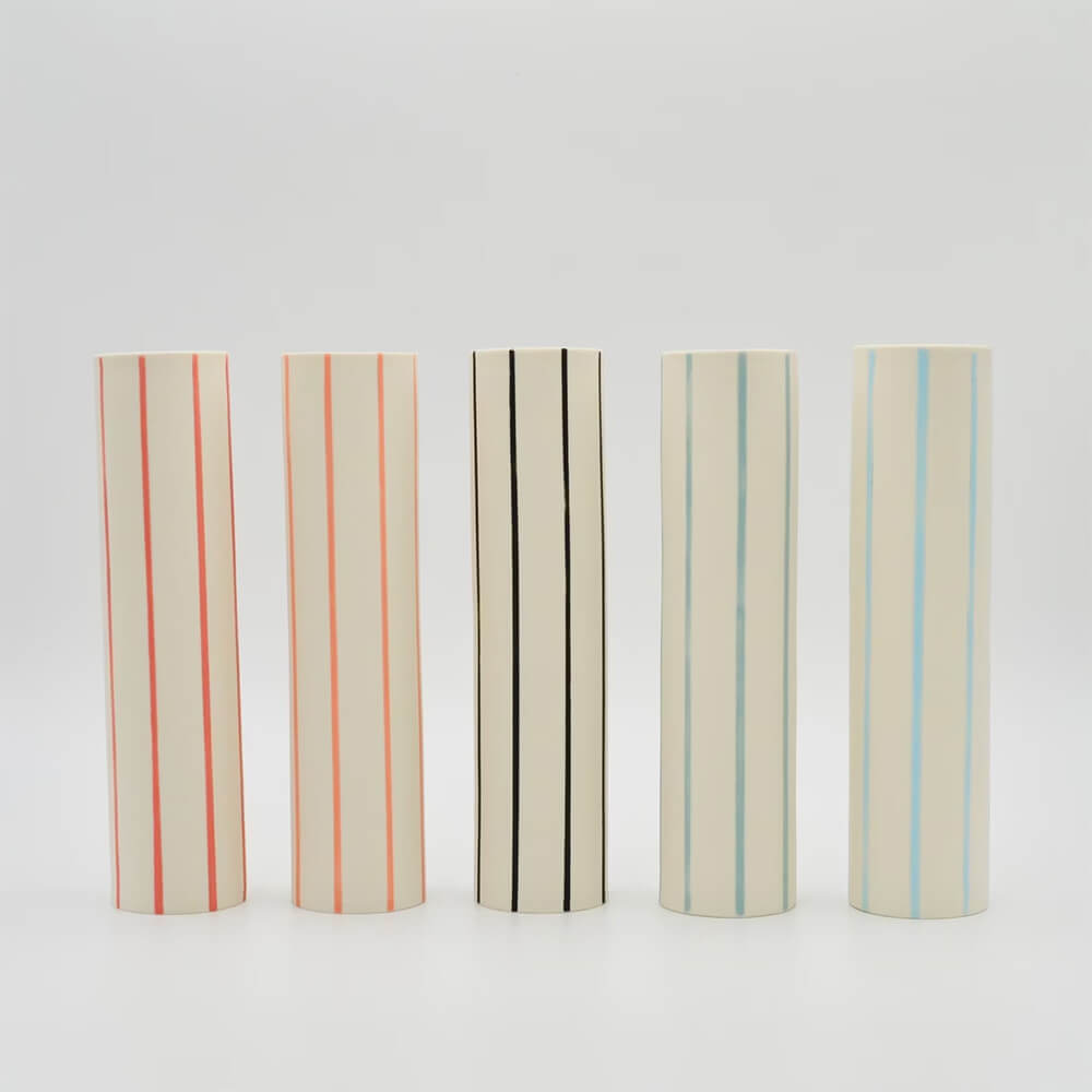 skinny cylinder striped vases