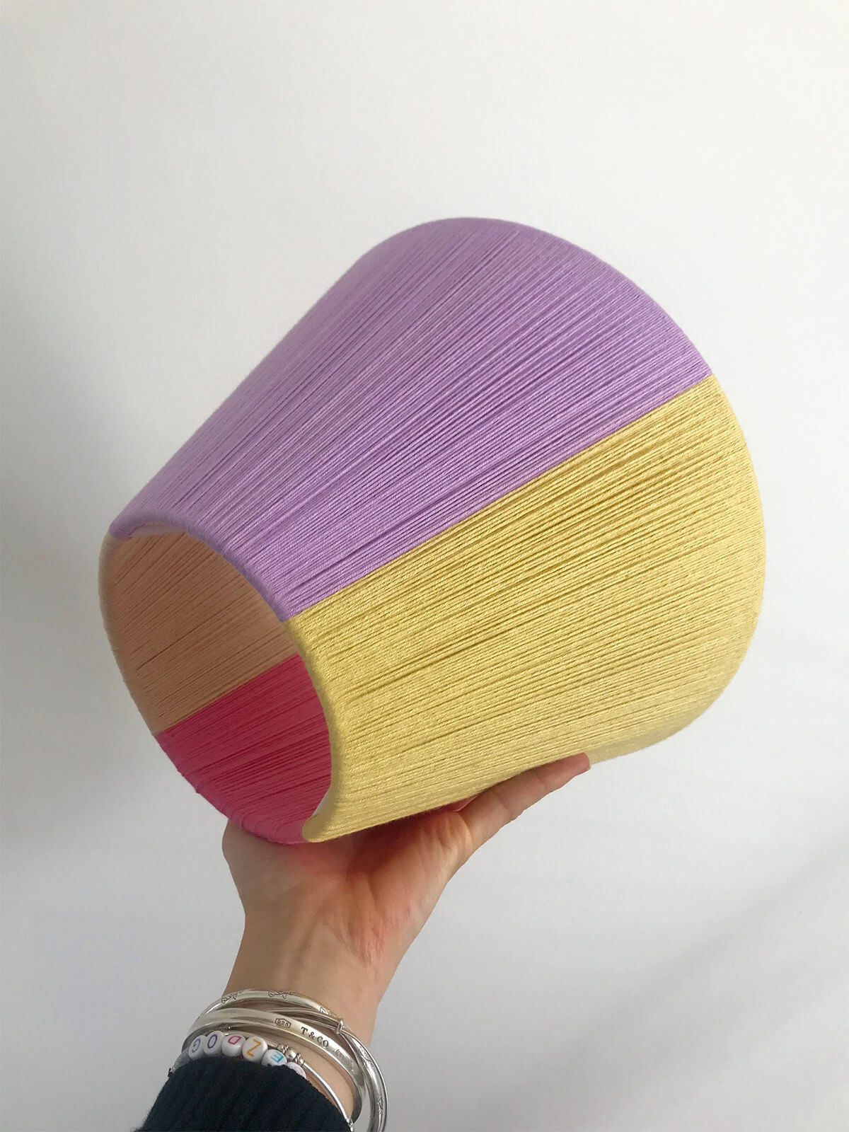 colorblocked yarn wrapped lampshade