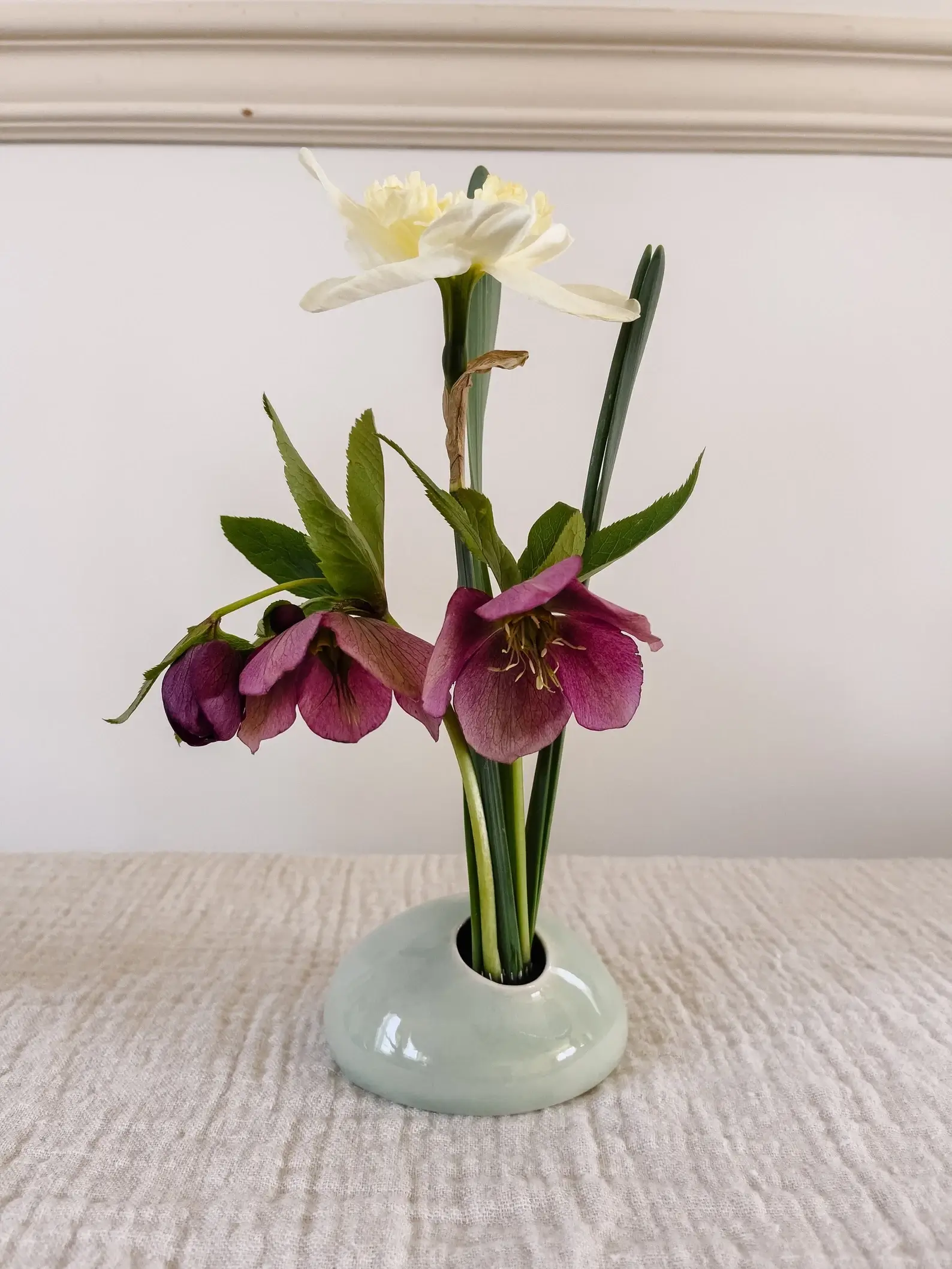 Ikebana vase with floral frog