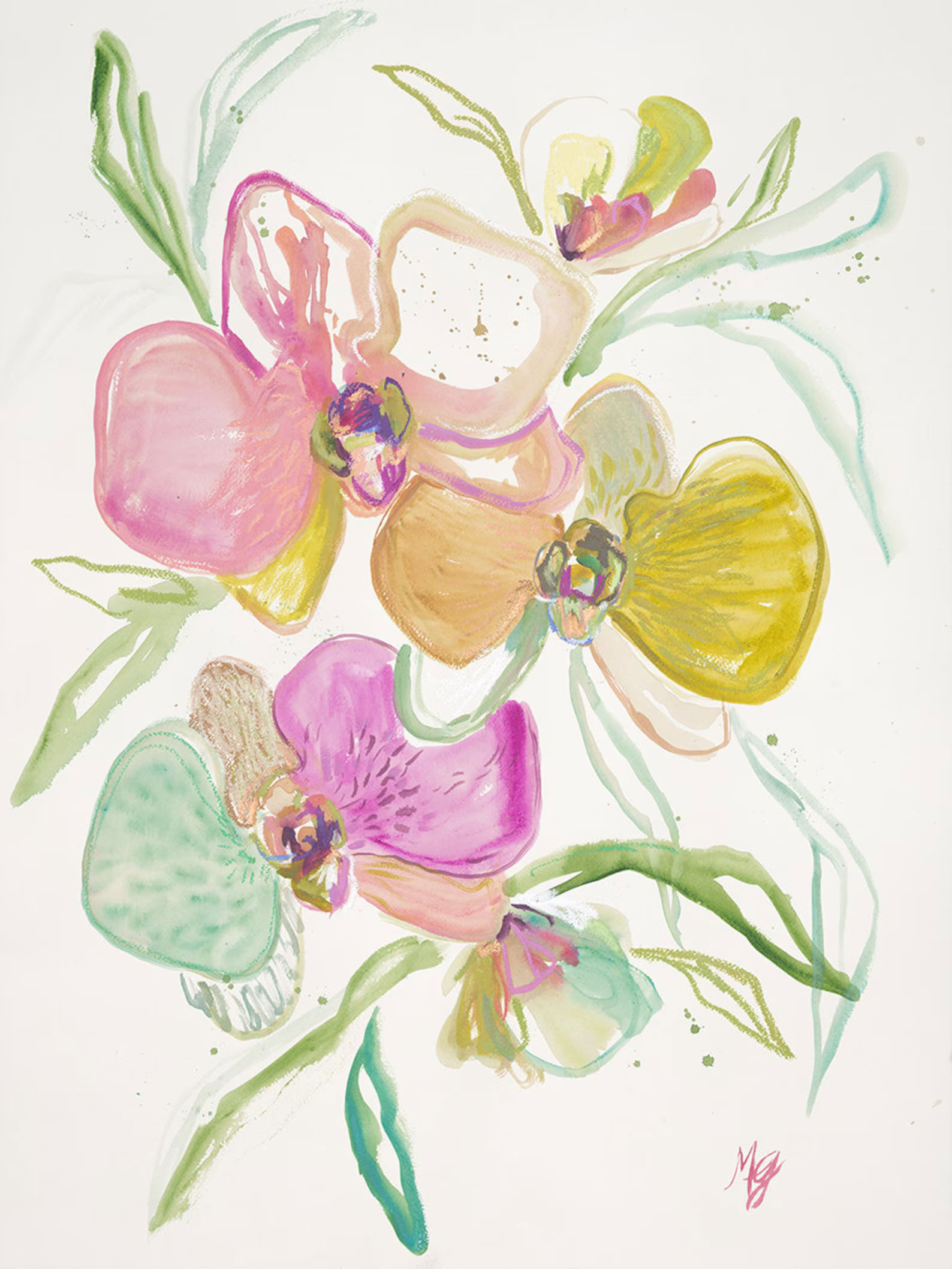 Bright Orchids floral art print by Morgan Goodwin