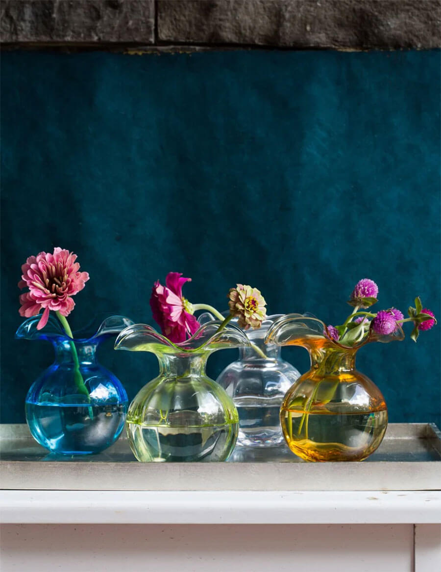 hibiscus glass fluted vases by VIETRI