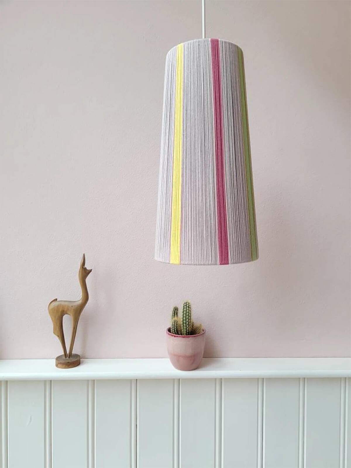 pastel yarn wrapped lampshade
