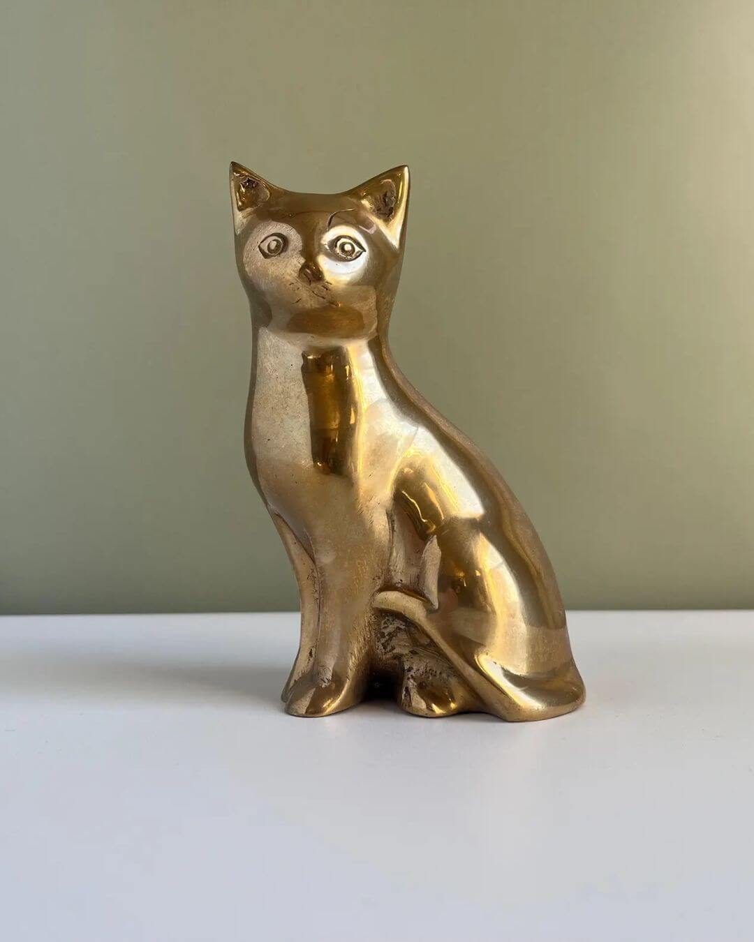Vintage Brass Cat Figurine SecondSolsticeVtg Etsy