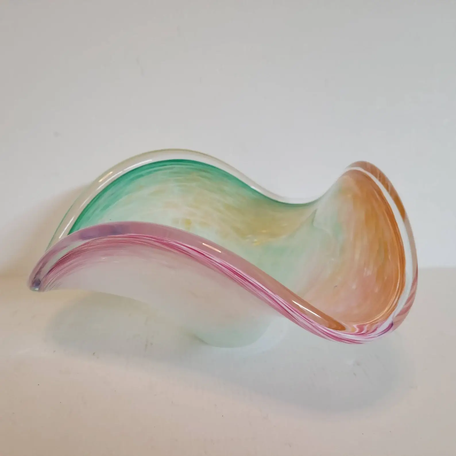 vintage pastel murano style glass bowl from etsy
