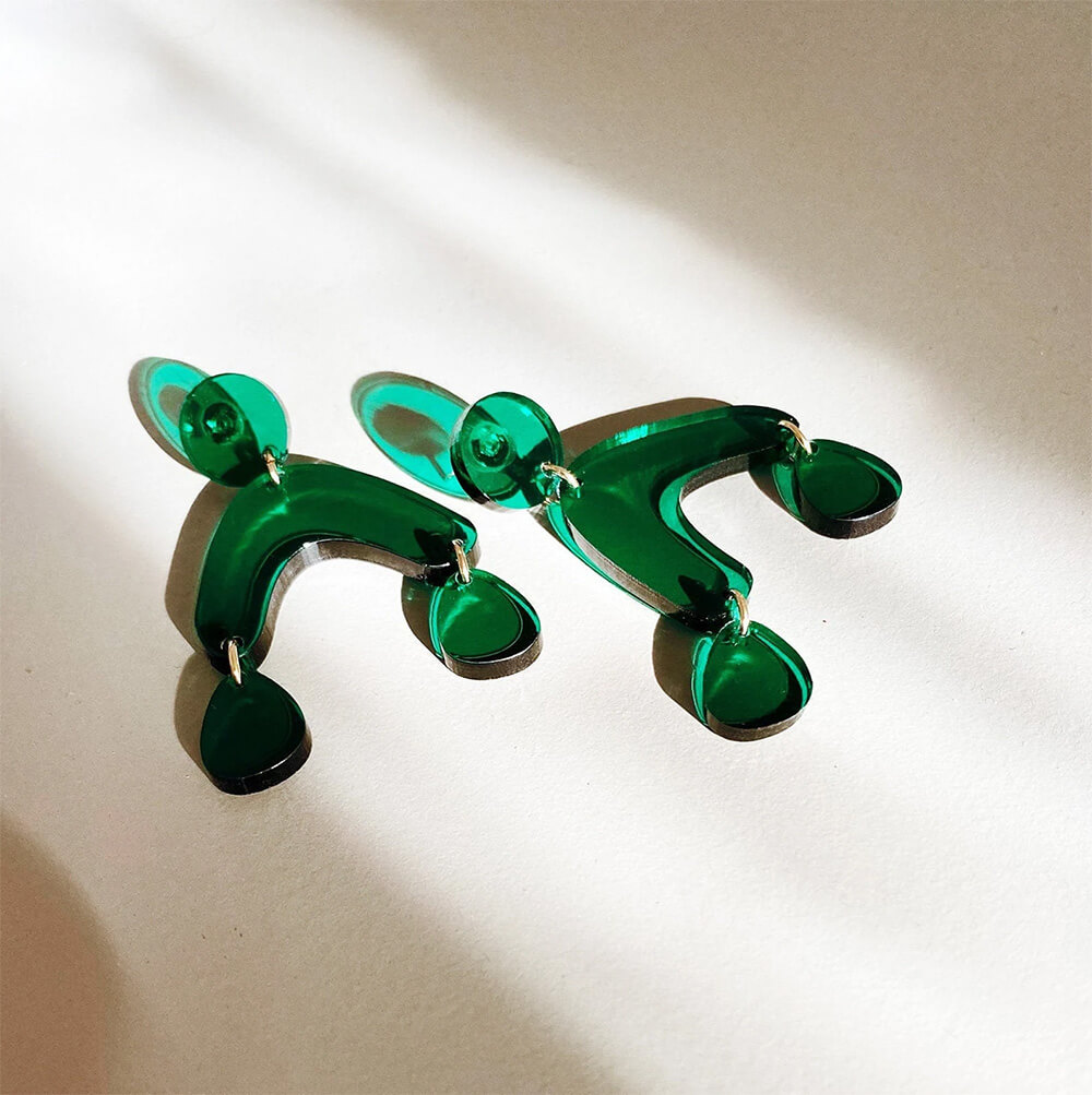 recycled plastic green earrings
