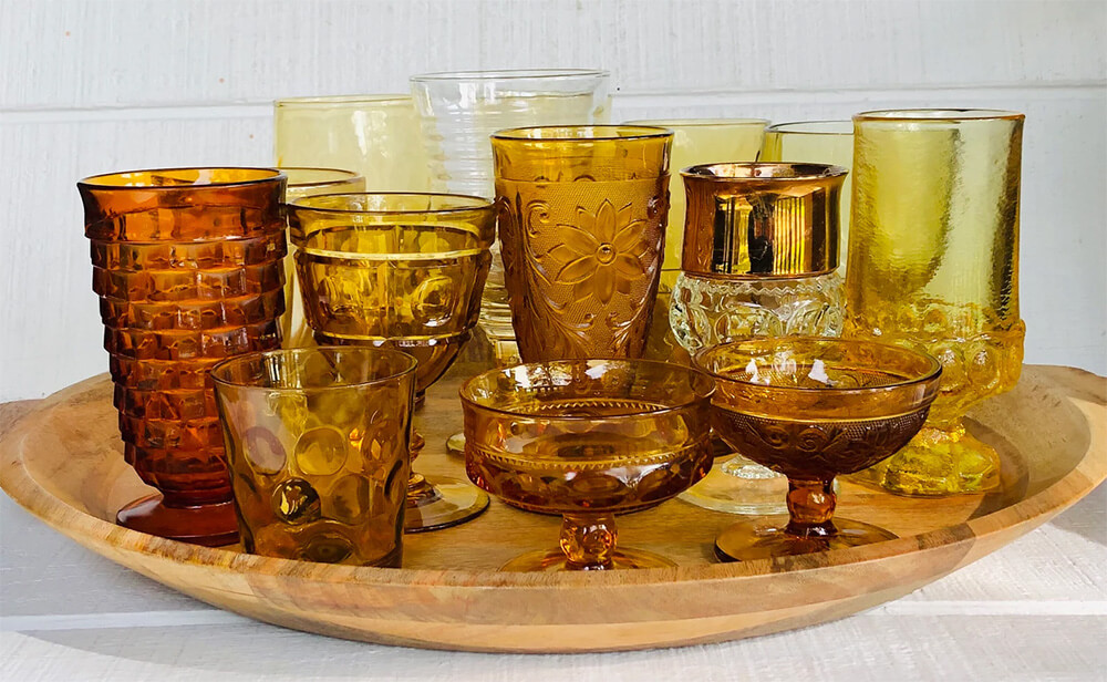 vintage amber glassware