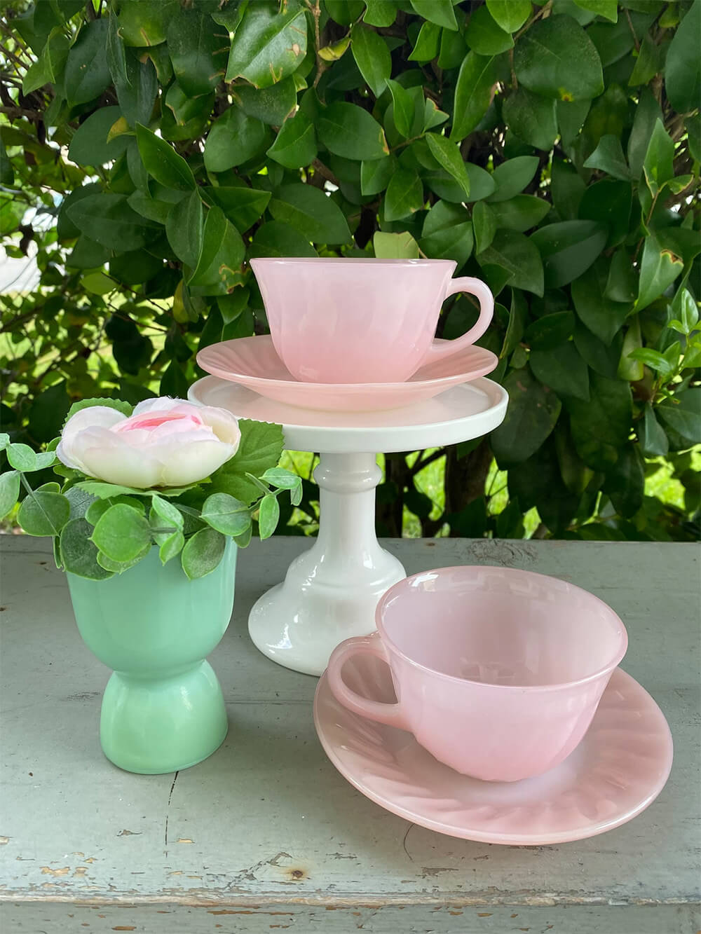 vintage pink teacup and saucer set