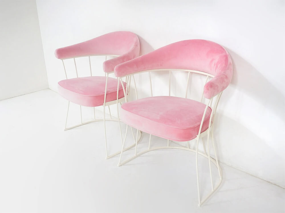 vintage pink velvet armchair