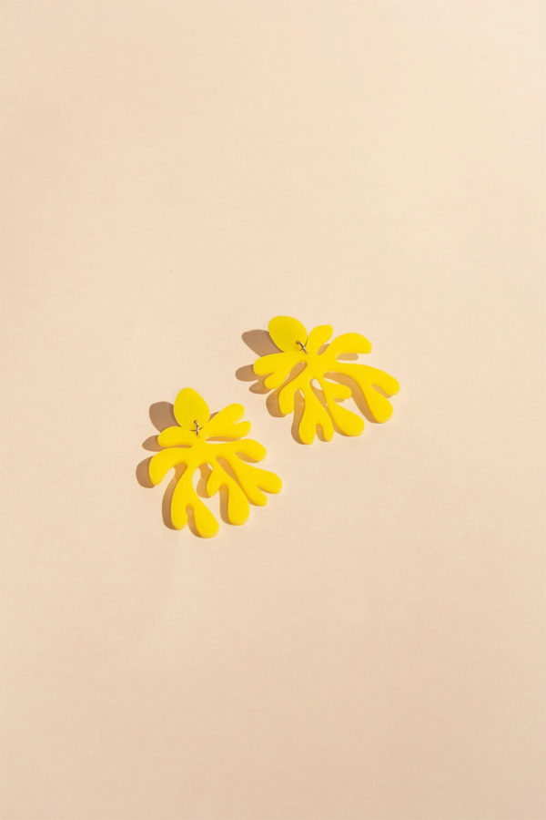 yellow mastisse inspired earrings