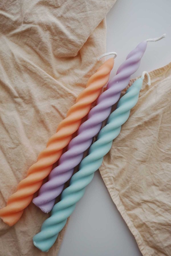 pastel taper candles by wallflower shop