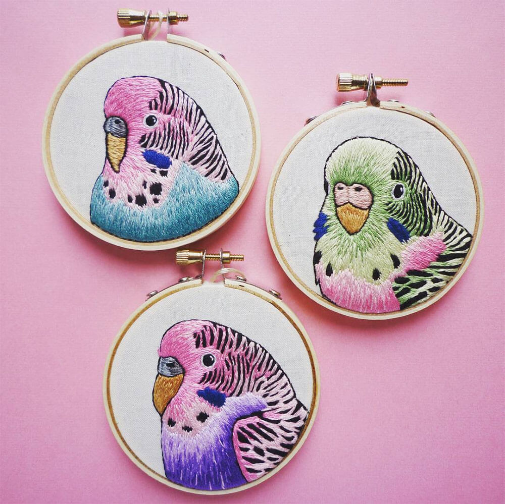 budgies embroidery