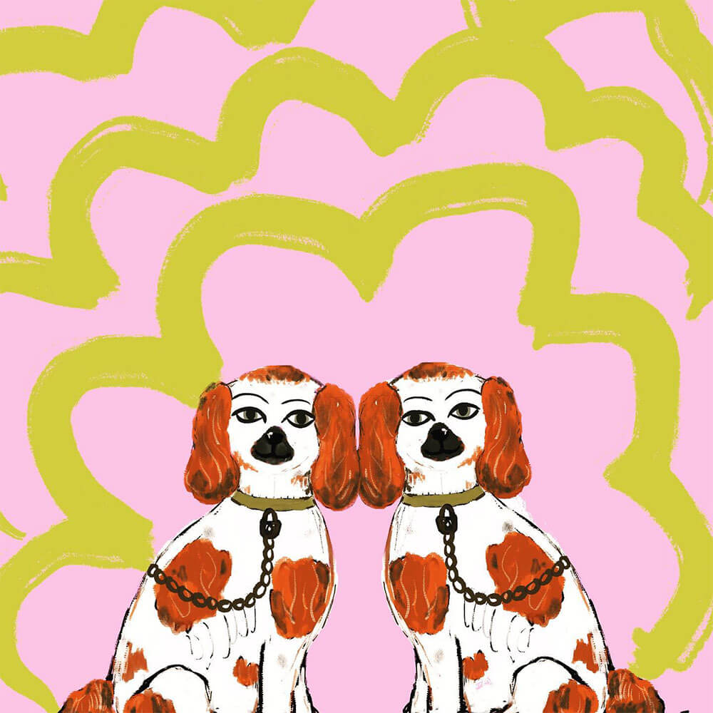 staffordshire dogs illustration artwork