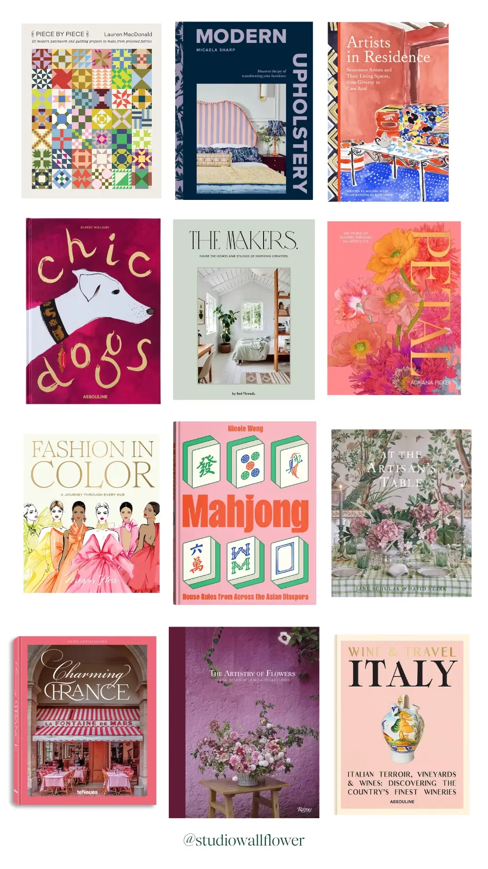 collage of colorful design and travel coffee table books