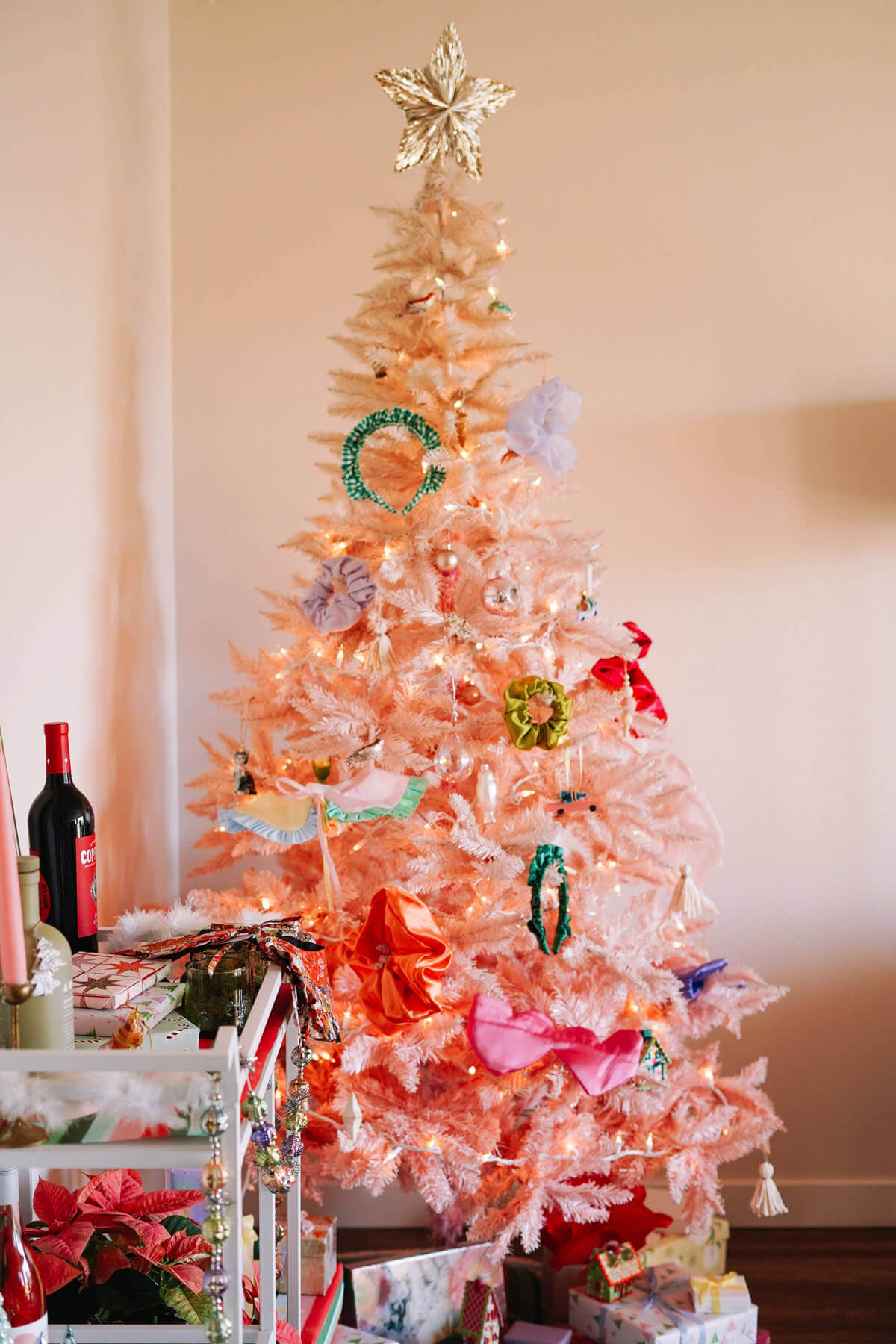 ombre pink christmas tree with accessories from wallflower