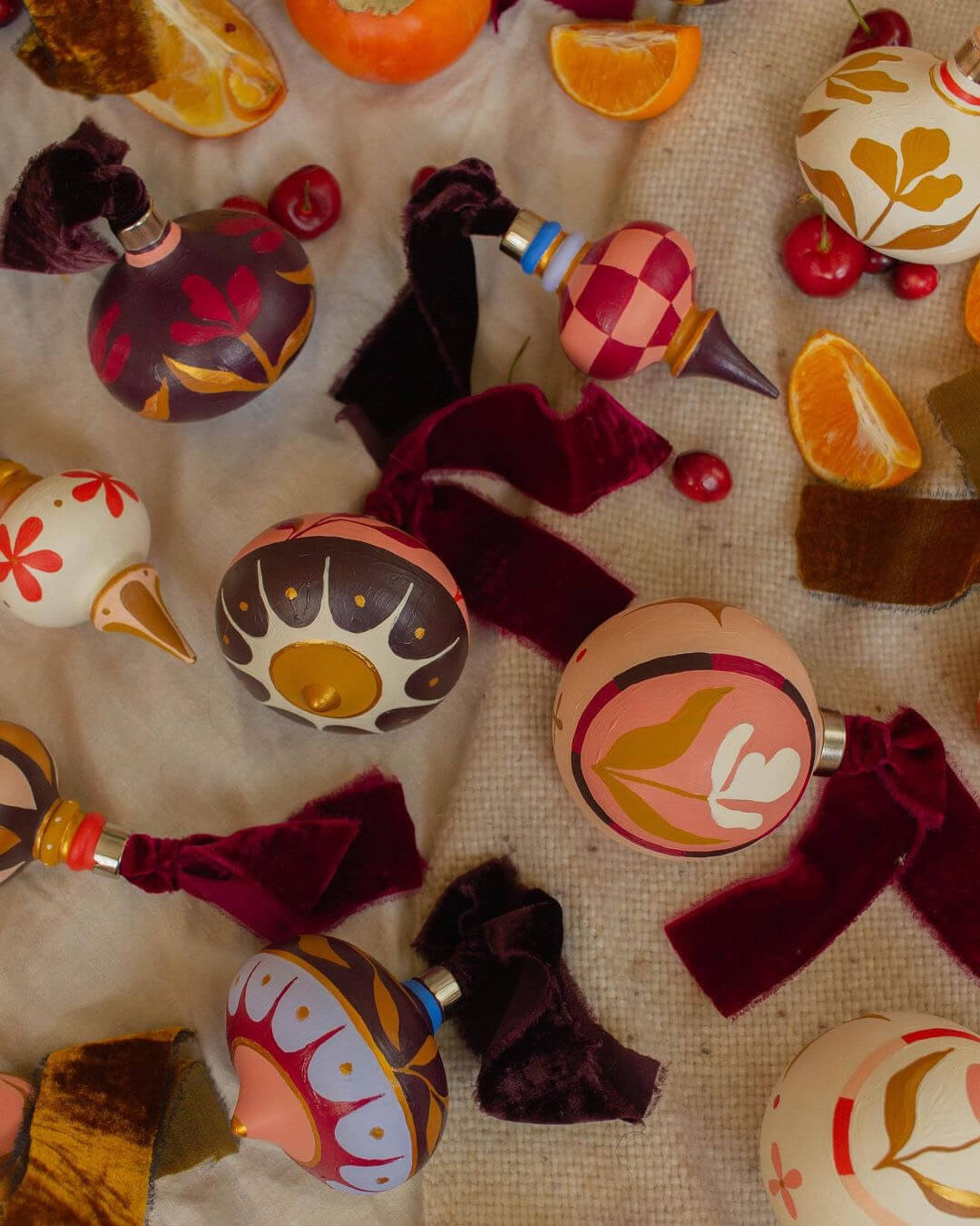 grown wild paper co hand painted ornaments